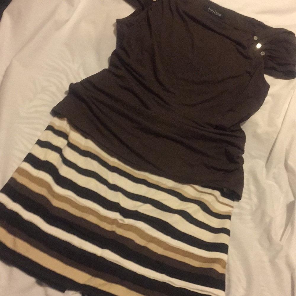 WHBM skirt and brown shirt med shirt size 2 skirt
